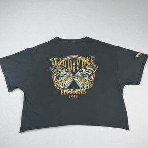 Fifth Sun Woodstock Festival 1967 Butterfly Crop Top Graphic Tee Women's XL